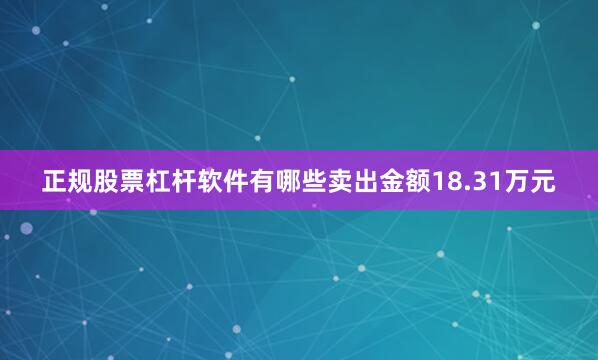 正规股票杠杆软件有哪些卖出金额18.31万元